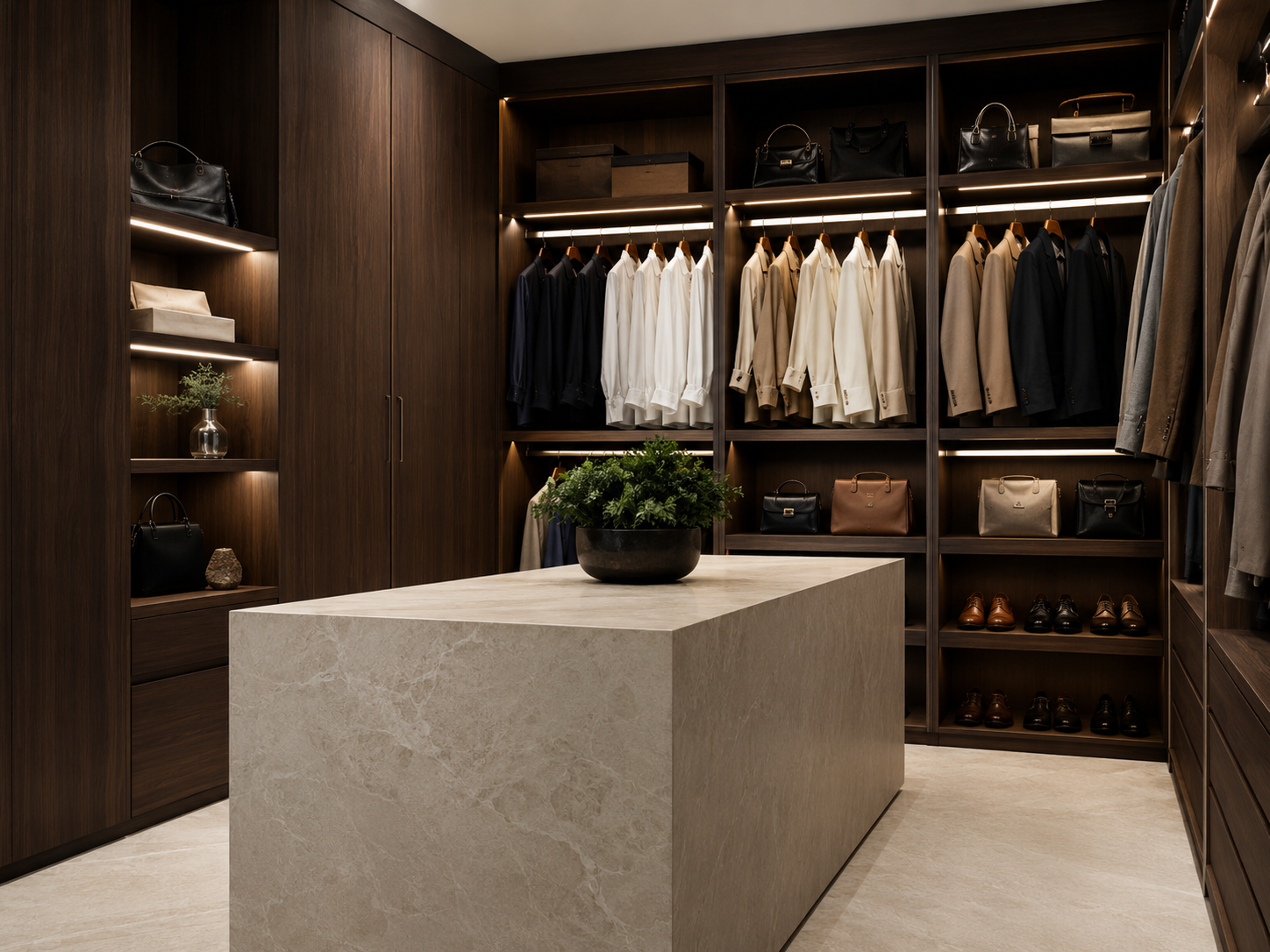 Dark walnut walk-in