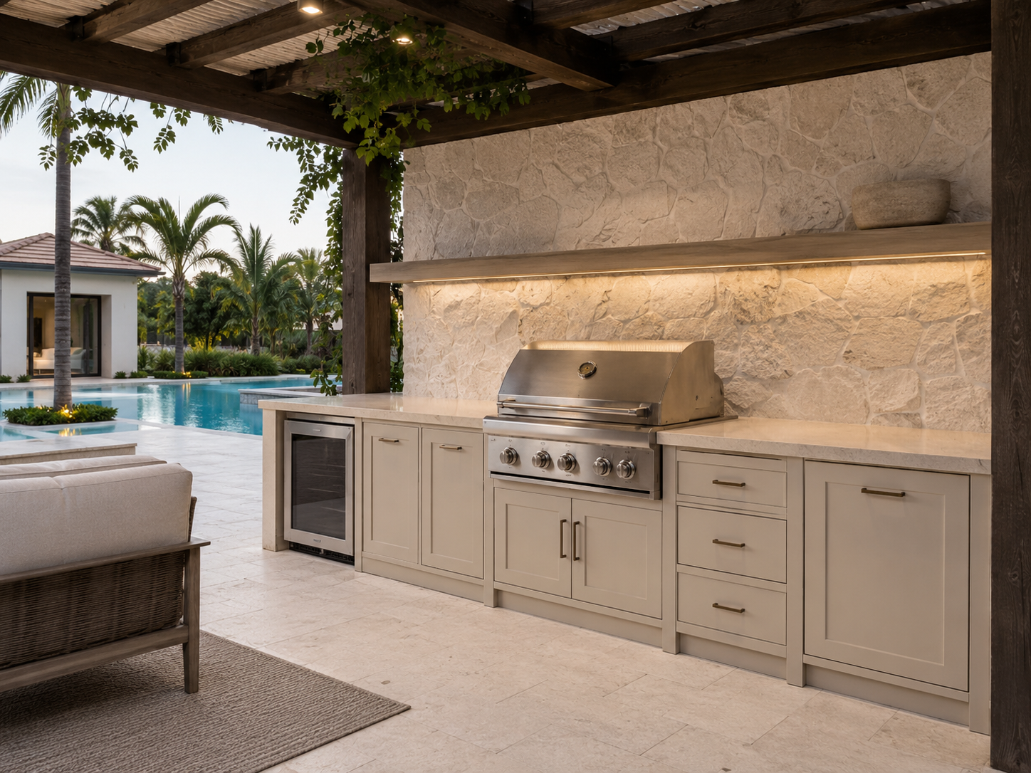 Cream alfresco cabinetry